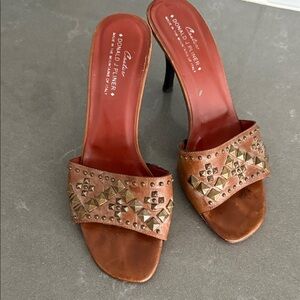 Donald J. Pliner Tan Studded Heels